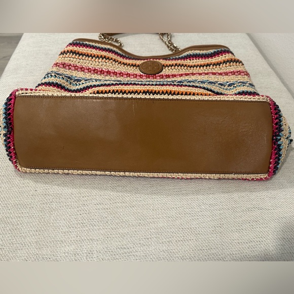 Tory Burch Multicolor Stripe Raffia and
Leather Marion Tote - Picture 6 of 8
